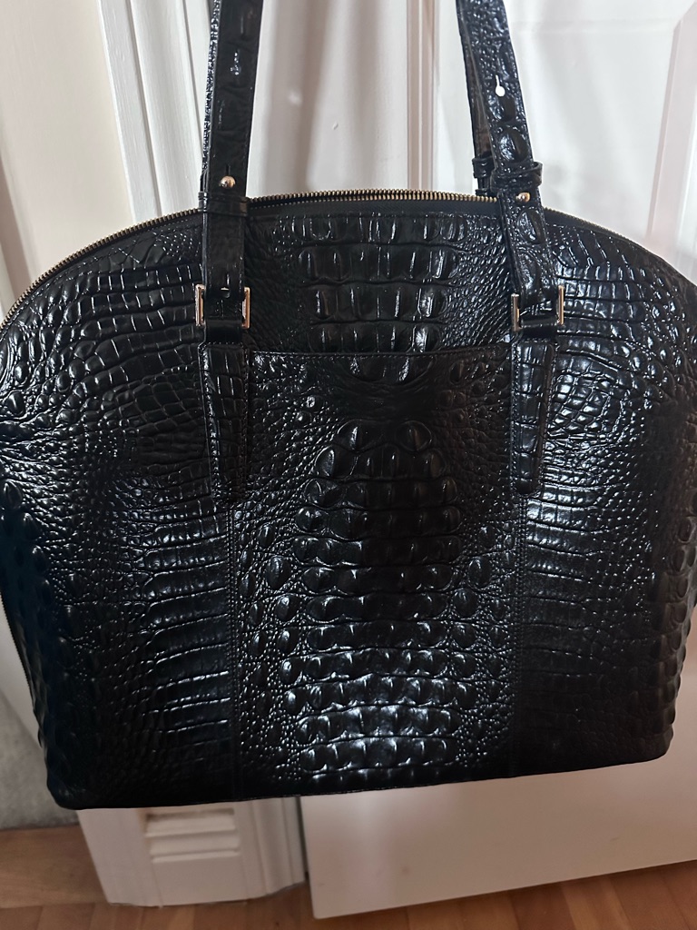 Brahmin Black Croc-Embossed Tote